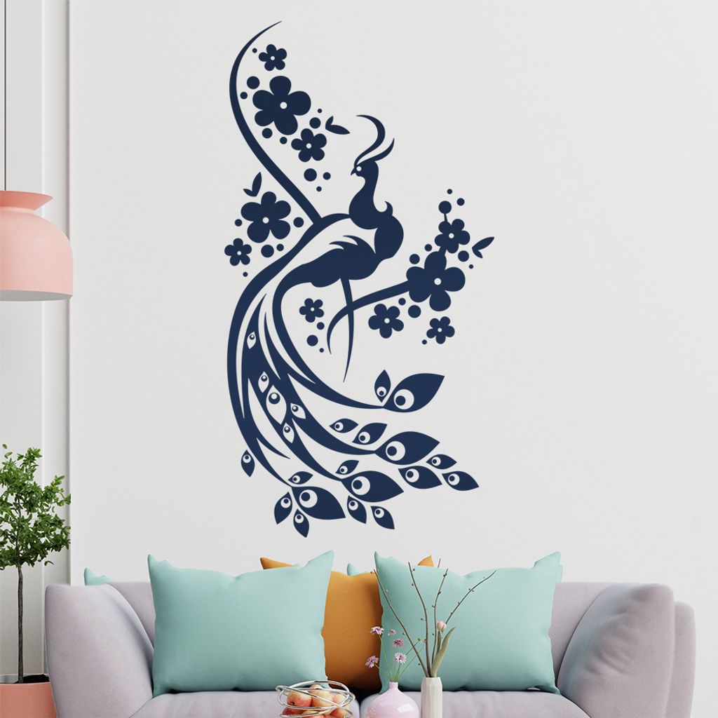 Vogel Ranke Blüte Wandtattoo in 6 Größen - Wandaufkleber Wall Sticker - Dekoration, Küche, Wohnzimmer, Schlafzimmer, Badezimmer