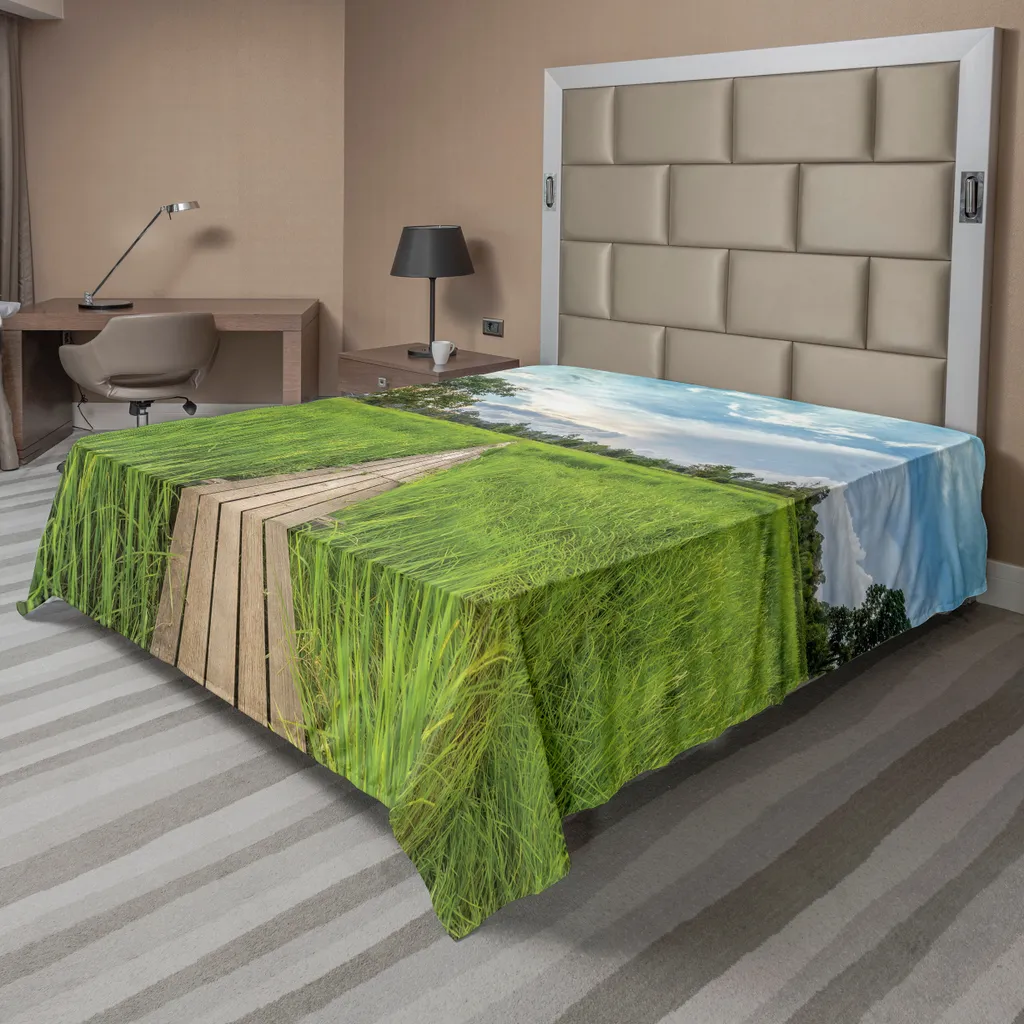 ABAKUHAUS Drap Plat de Lit Asiatique Pont de Bois 260 x 228 cm Multicolore