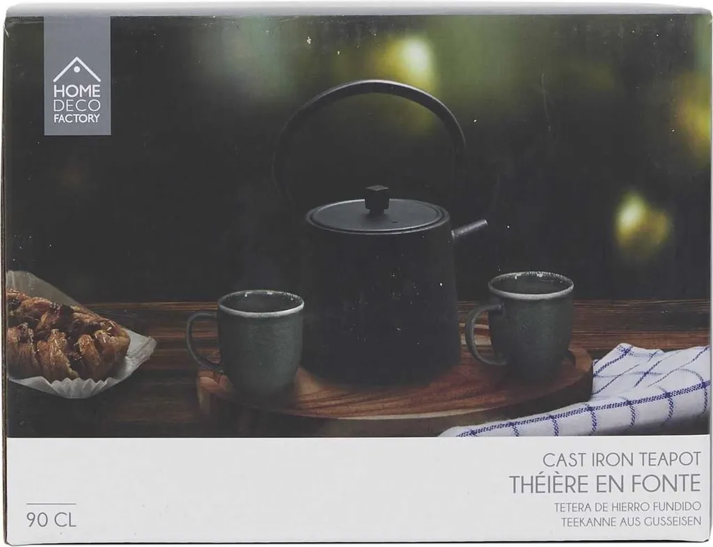 Théière fonte HowHomely 900 ml noire avec intérieur émaillé et passoire