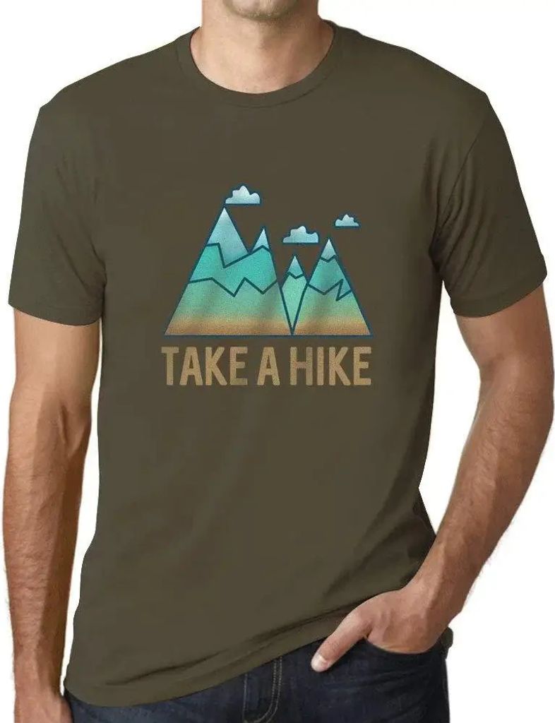 Herren Grafik T-Shirt Bergwandern – Take A Hike Mountain – Öko-Verantwortlich Vintage Jahrgang Kurzarm Lustige Druck Geburtstag Geschenk Mann