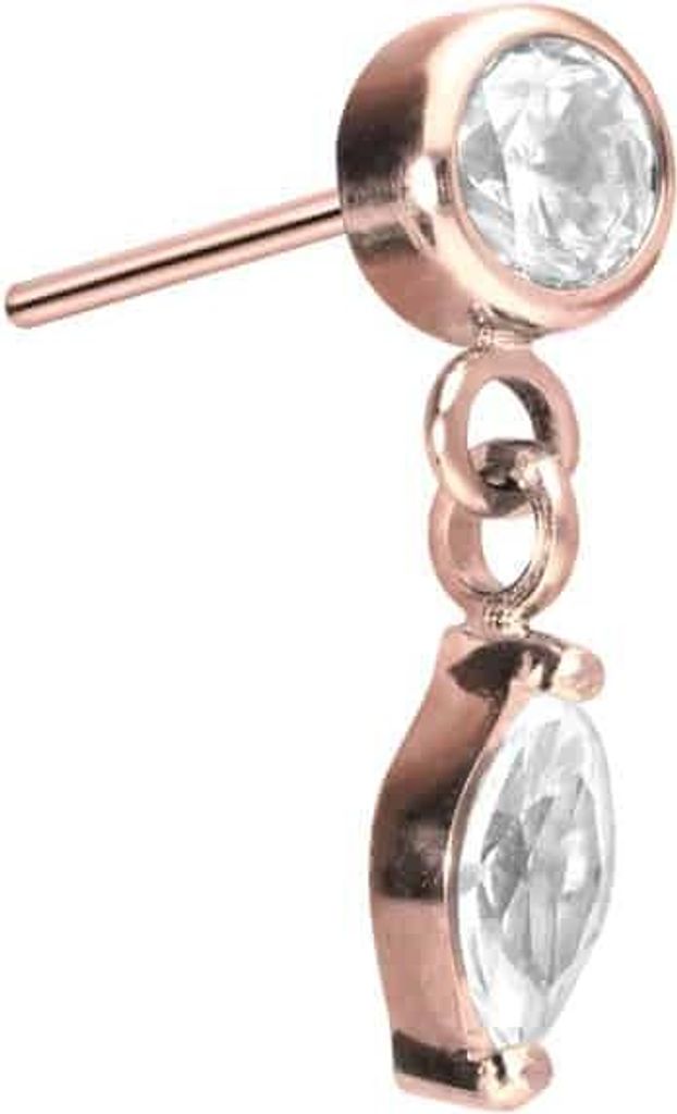 Piercing-Zubehör Titan Aufsatz mit Push Pin KRISTALL + KRISTALLTROPFEN