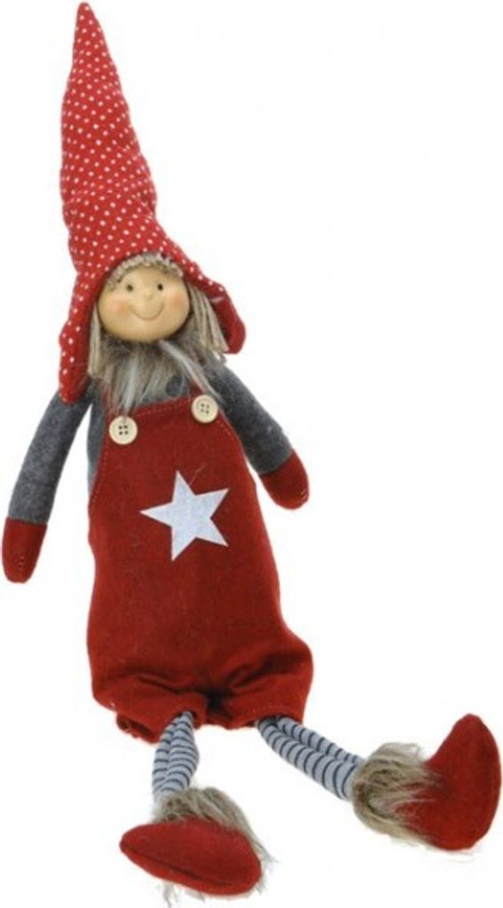 Weihnachten Weihnachtsmann DEKO Junge Mädchen 70 cm Herz Stern sitzende Figur Fensterdeko , Variante:Stern