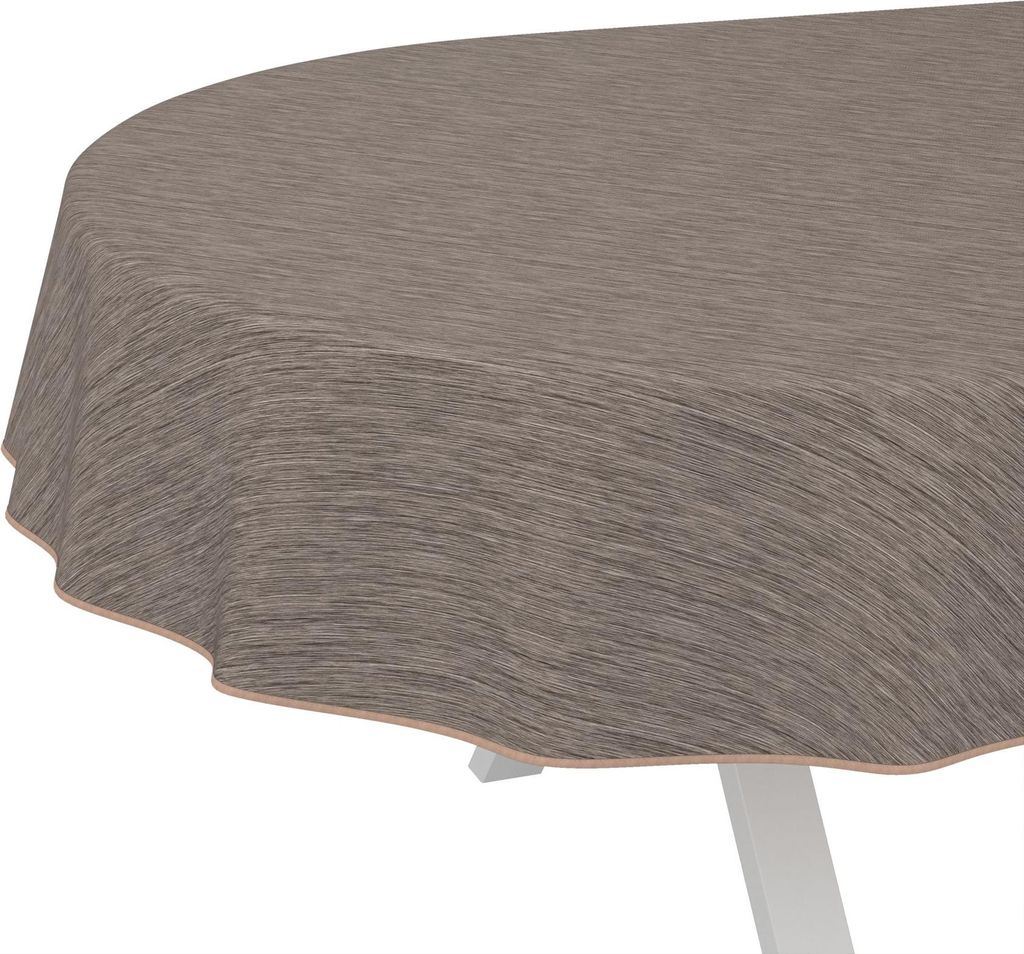 Tischdecke Wachstuch Einfarbig Braun Robust Wasserabweisend Oval Breite 140 cm Länge 180 cm