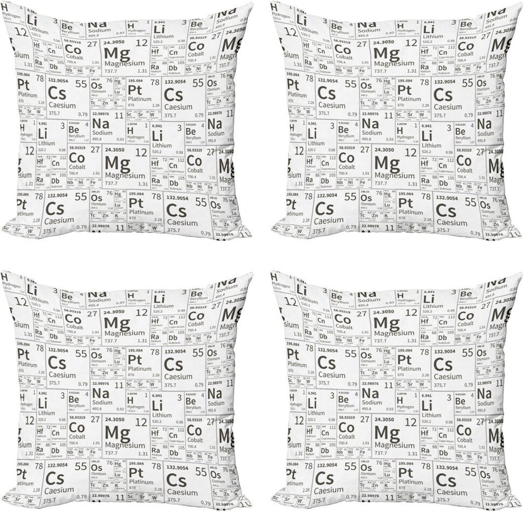 ABAKUHAUS Periodensystem Kissenbezug Set (4 Stück), Schulleben für Kinder, Moderner Doppelseitiger Digitaldruck, 60 cm x 60 cm, Armeegrün