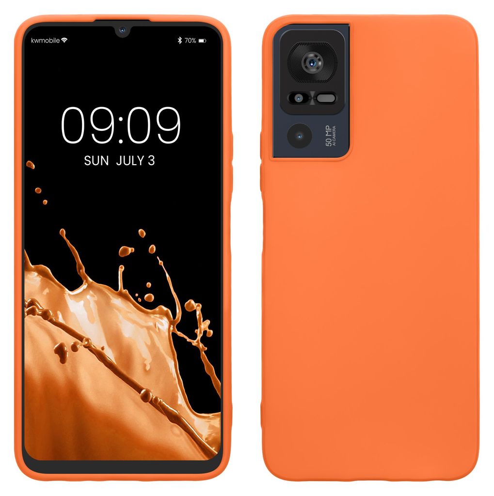 kwmobile Handyhülle für TCL 40 SE Hülle - TPU Case - Kabelloses Laden - Schutzhülle Cover in Fruity Orange