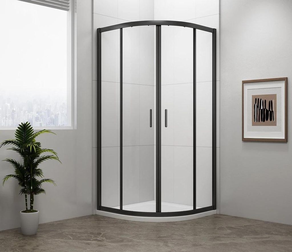 Polysan EASY BLACK douchecabine, kwartcirkel, 900x900mm, Productafbeelding 