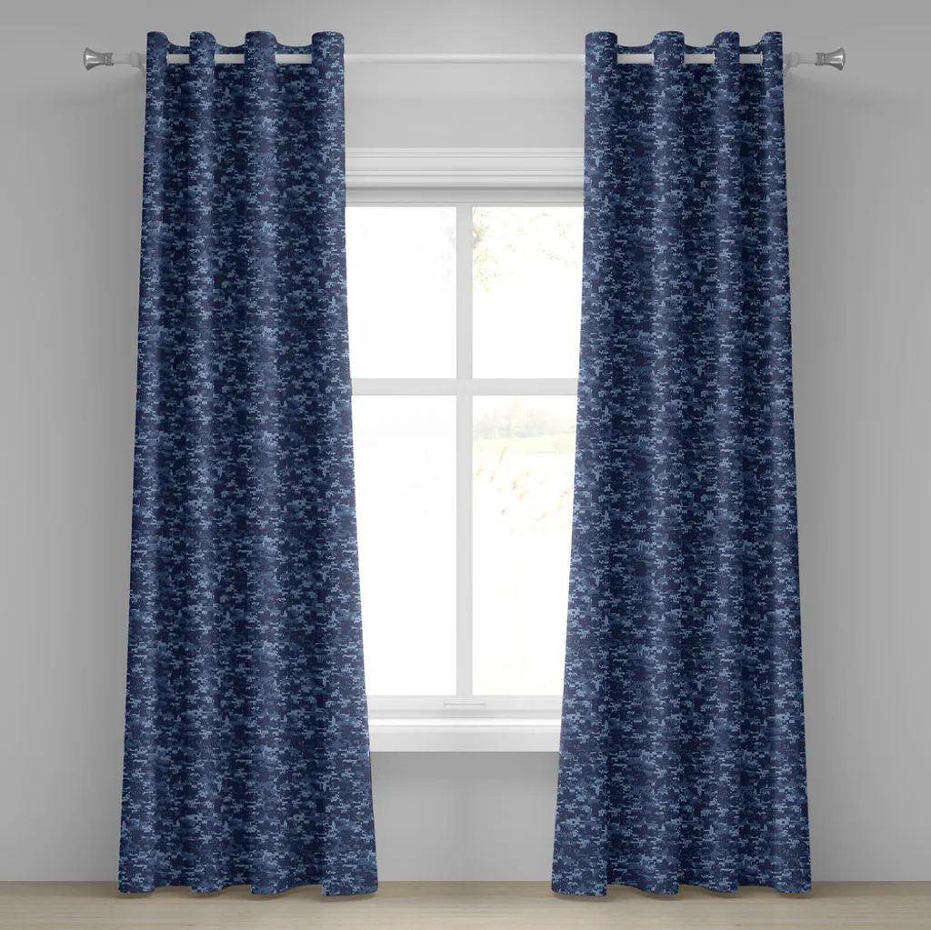Rideau Camo Bleu pour chambre d'ado et studio au style militaire 280cm
