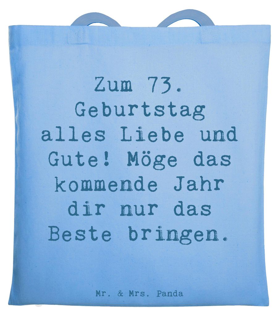 Mr. & Mrs. Panda Beutel Spruch 73. Geburtstag Glückwünsche - Sky Blue - Geschenk, Geburtstagswünsche, Laptoptasche, dokumententasche, Ehrentag, ...