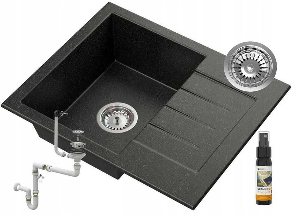 Granitan | Granitový dřez – umyvadlo – 57 × 46 cm – černý – Obrázek produktu 