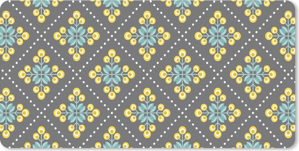 MuchoWow Schreibtischunterlage Design - Kariert - Blumen - Grau 80x40 cm - XXL Mauspad - Gaming Mauspad