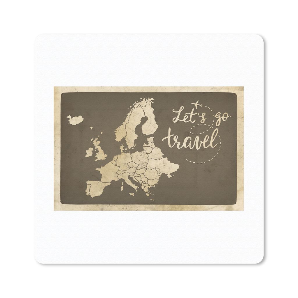 MuchoWow Mauspad Mousepad Europa Karte - Vintage - Zitate 20x20 cm - Mousepads - Maus Mat - Pad - Mausunterlage - Desk Mat - Bureauartikeln