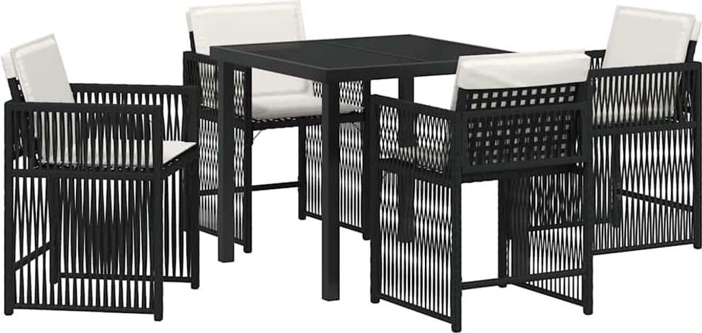 vidaXL Garten Essgruppe 5 pcs Schwarz Poly-Rattan