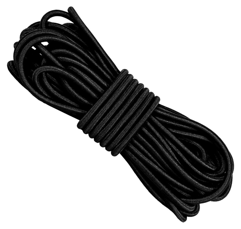 Schwarzes elastisches Bungee-Seil aus Latex 5mm x 10m - Hochelastisches Rundgummi aus Naturkautschuk, Stoßdämpfendes Bindeband für Sportgeräte,...