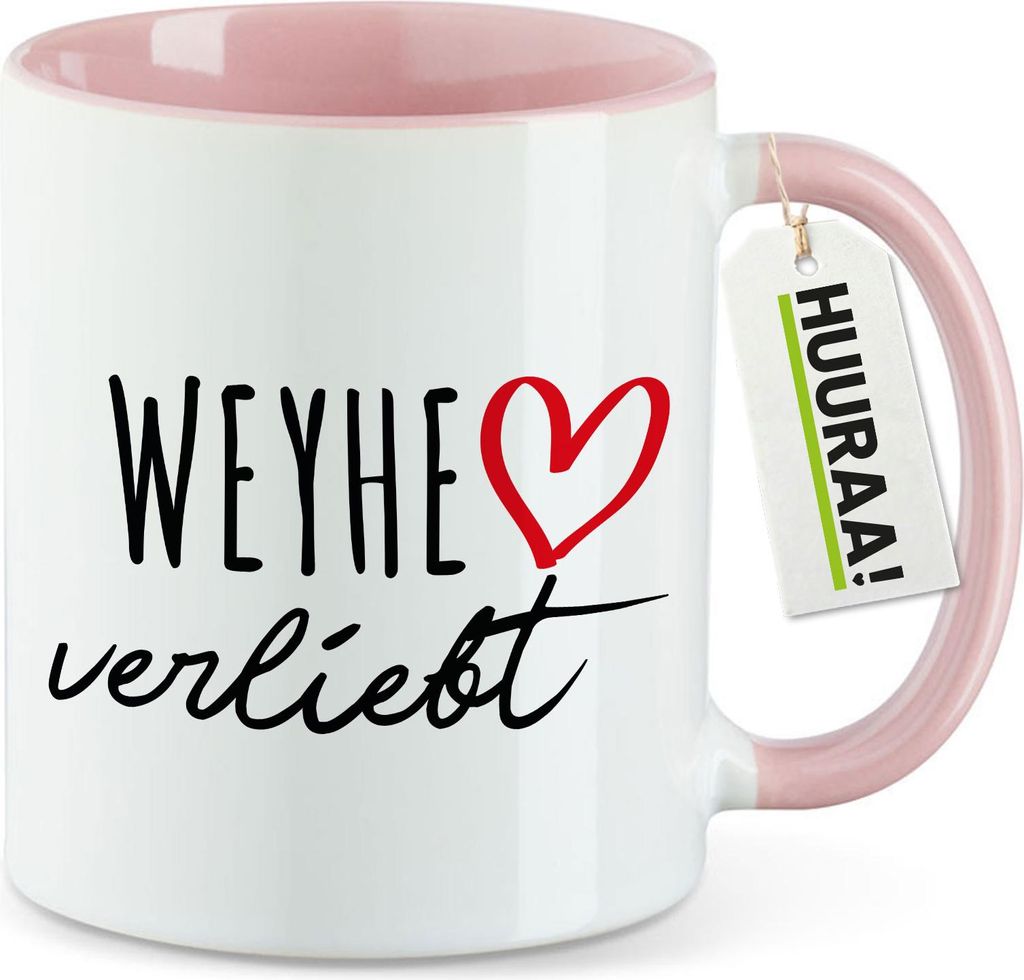 Huuraa Kaffeetasse Weyhe verliebt 330ml Rosa Keramik Kaffeebecher Geschenkidee