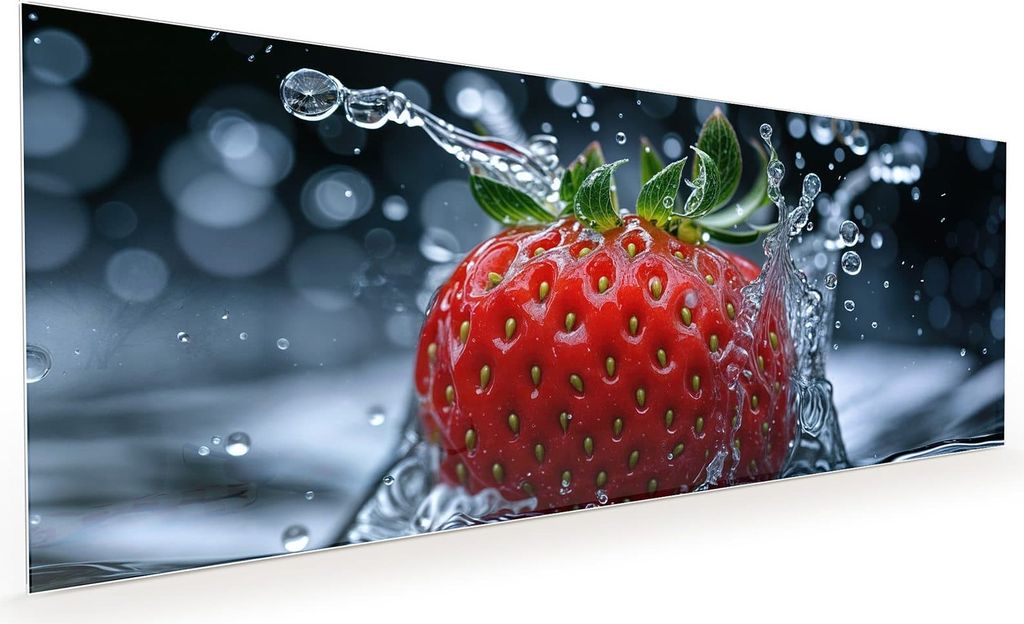 Küchenrückwand Spritzschutz Glas mit Motiv Erdbeere Splash 40 x 40 cm