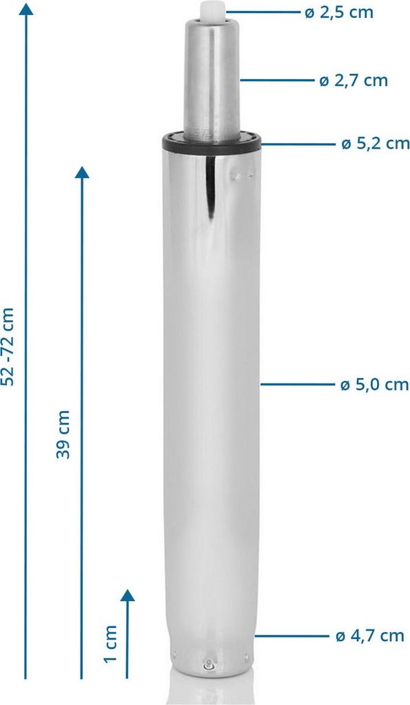 hjh OFFICE Gasfeder GF-XXL Gasdruckfeder Metall, Chrom
