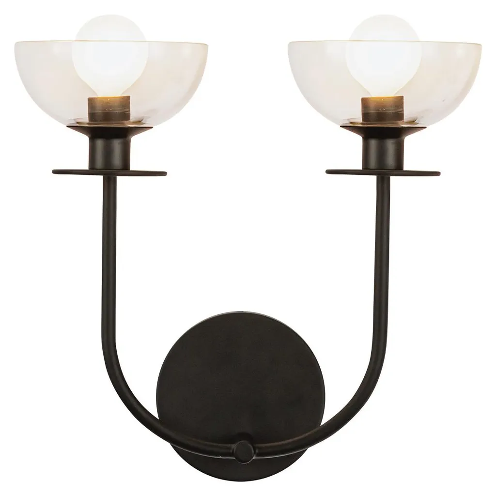 Applique murale double E14 noir mat et verre clair Elstead Sylvia chic