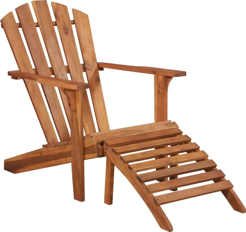 Fauteuil Adirondack acacia massif, bois résistant et repose-pieds inclus