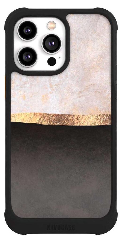 NIVOCASE Hülle für Apple iPhone 14 Pro Max Stoßfeste Handyhülle NIVOmax Case Schwarz Abstrakt Black & White Trends