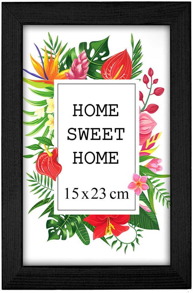 MG Design Bilderrahmen 15 x 23 cm - Farbe Schwarz aus Holz, mit Acrylglas - zum vertikalen oder horizontalen Aufhängen/Aufstellen, für Fotos, Poster