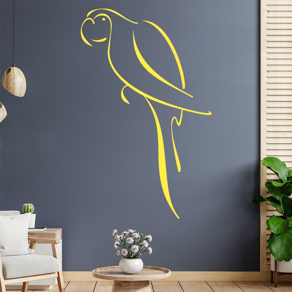 Papagei Linien Wandtattoo in 6 Größen - Wandaufkleber Wall Sticker - Dekoration, Küche, Wohnzimmer, Schlafzimmer, Badezimmer