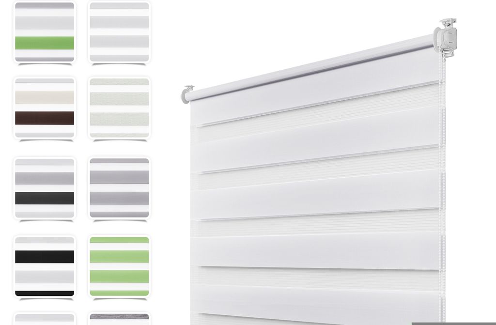 Doppelrollo 55x130 cm Weiß Duo Rollo Klemmfix ohne Bohren Produktbild 