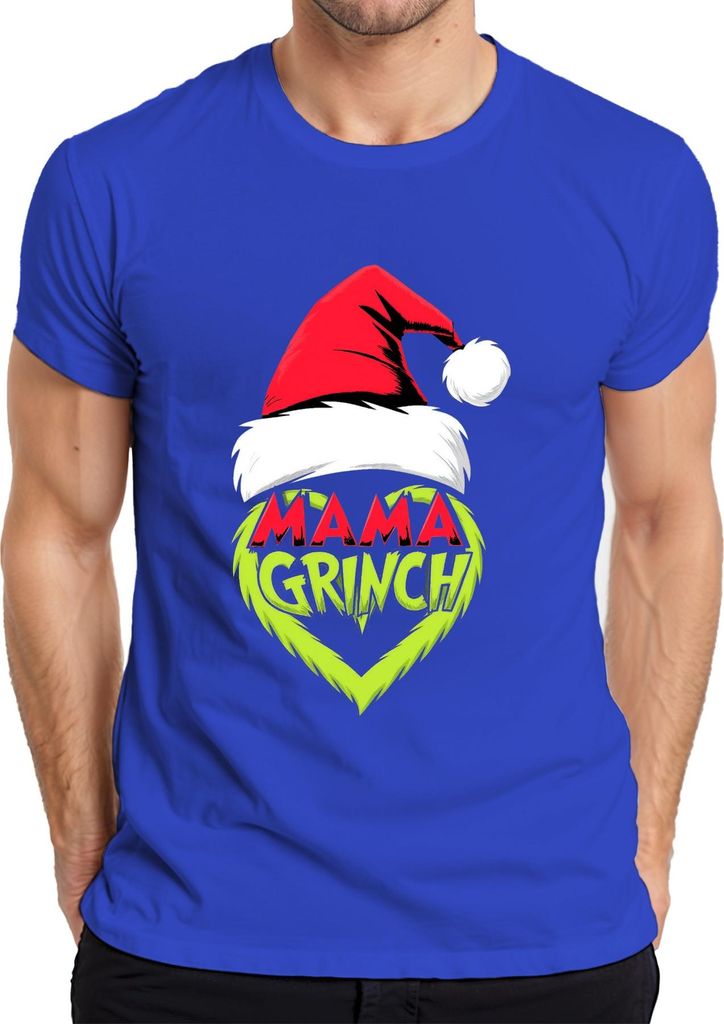 Mama Grinch Weihnachten Weihnachtsmütze Grinch Herz Lustig Mutter Herren T-Shirt, Blau, XXL