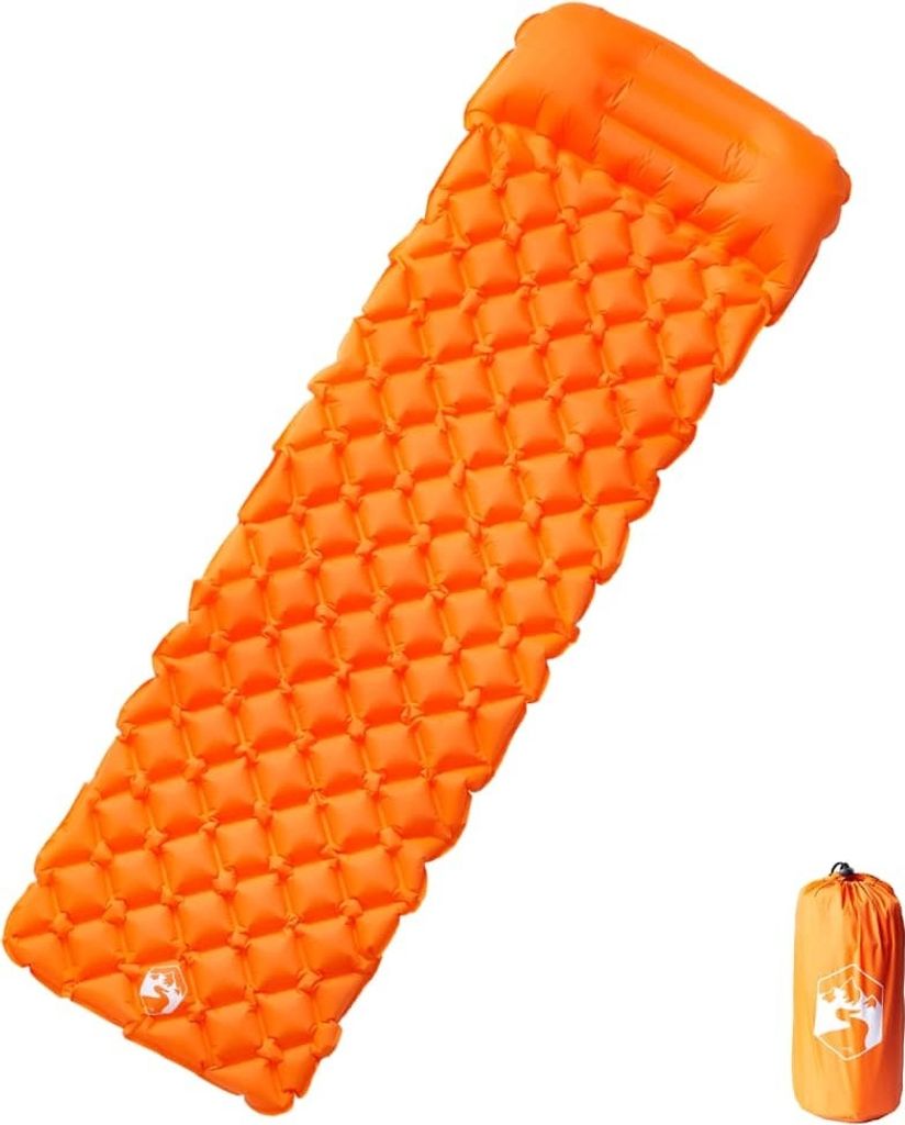 Ankonbej Aufblasbare Isomatte mit Kissen Orange