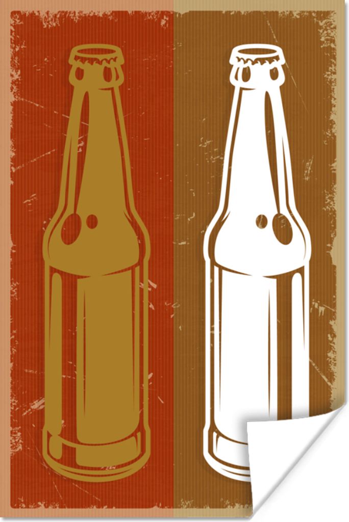 MuchoWow Poster Mancave - Flasche - Vintage - Zeichnung 60x90 cm - Wanddekoration