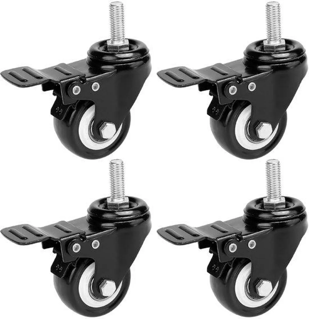 Roues de meubles 50 mm robustes avec freins et roulements à billes M10