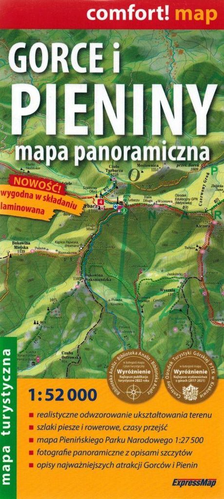 Gorce und Pieniny 1:52.000. Laminierte Panoramakarte. Ausgabe 2024. ExpressMap