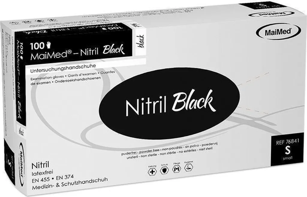 Guanti Medicali Nitrile Nero MaiMed Taglia M | 1000 pz Senza Polvere