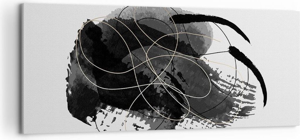 Bild auf Leinwand - Leinwandbild - Einteilig - Abstraktion Schwarz Flecken - 120x50cm - Wand Bild - Wanddeko - Wandbilder - Leinwanddruck - Bilder ...