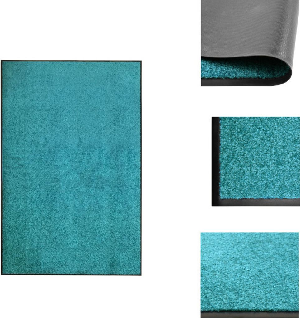 vidaXL Fußmatte Waschbar Cyan 120x180 cm - Fußmatten