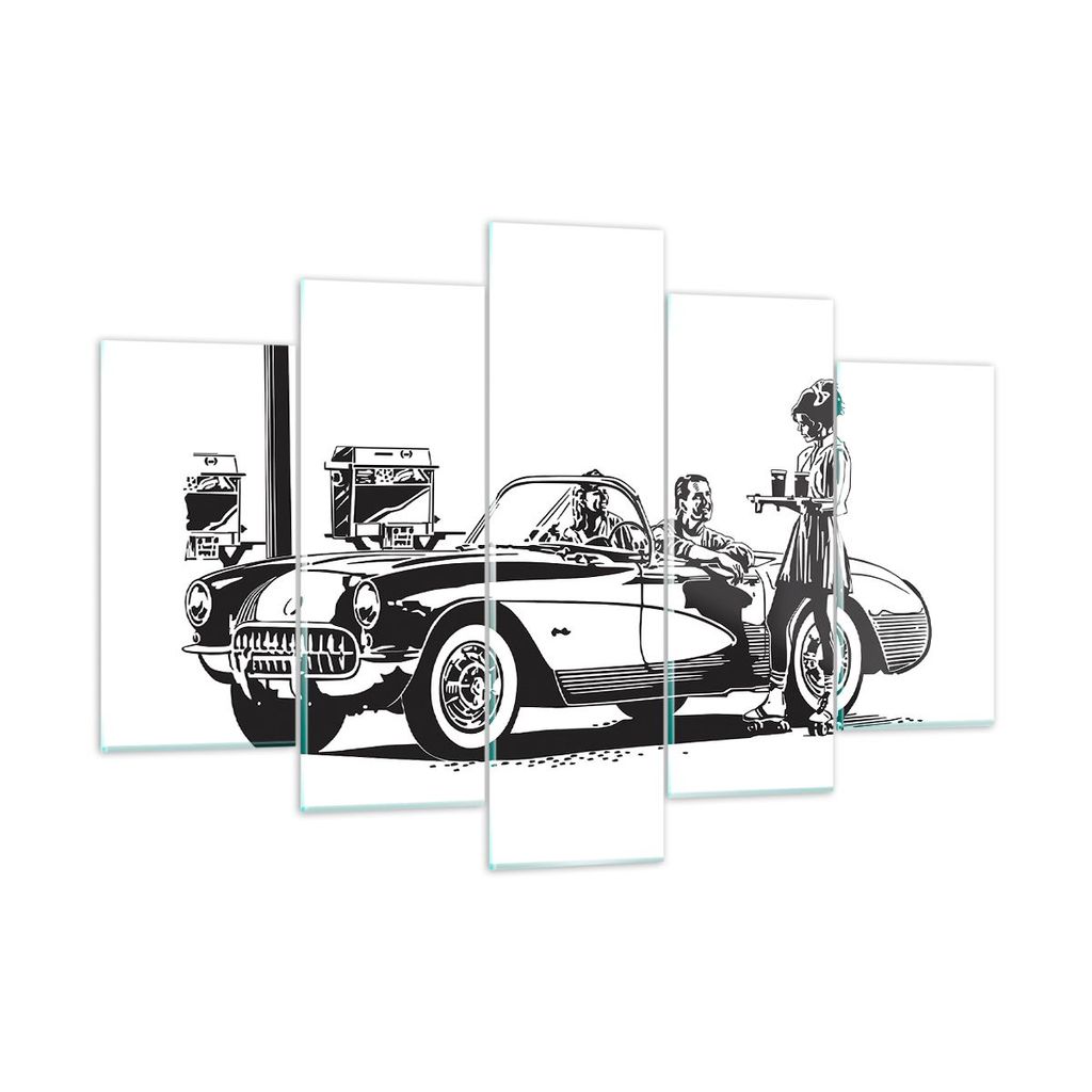 Bilder auf glas - Bar Auto Straße - 150x100cm - Glasbilder - Wandbilder - Kunstdruck - zum Aufhängen bereit - Wanddekoration aus Glas - Glas Bild...