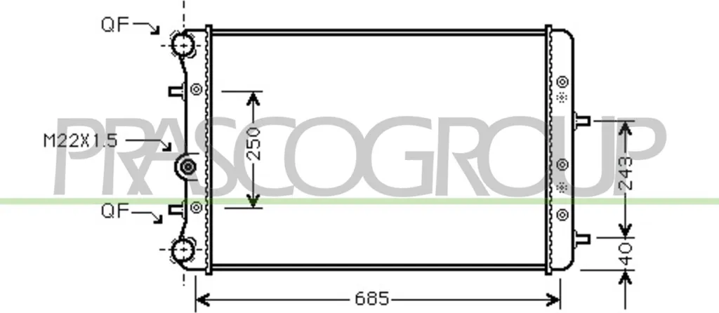 Radiateur PRASCO SK320R002 en aluminium pour Fabia I - OEM 6Q0121253L