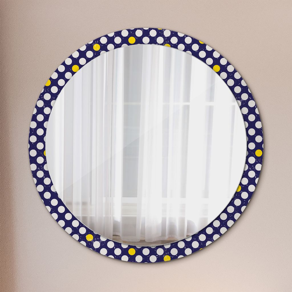 Spiegel - Mirror zum Wandspiegel Schlafzimmer – Schminkspiegel- retro Punkte- Ø100cm