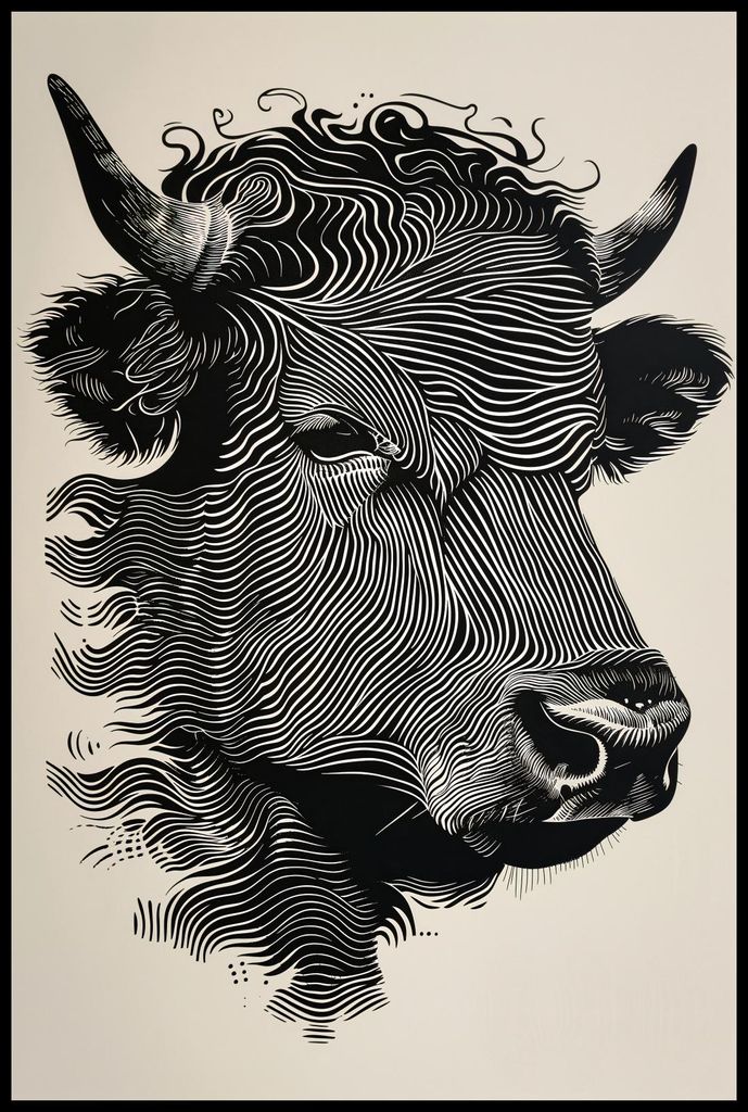 Plakat 61x91,5cm Stier in Leuchtenden Farben
