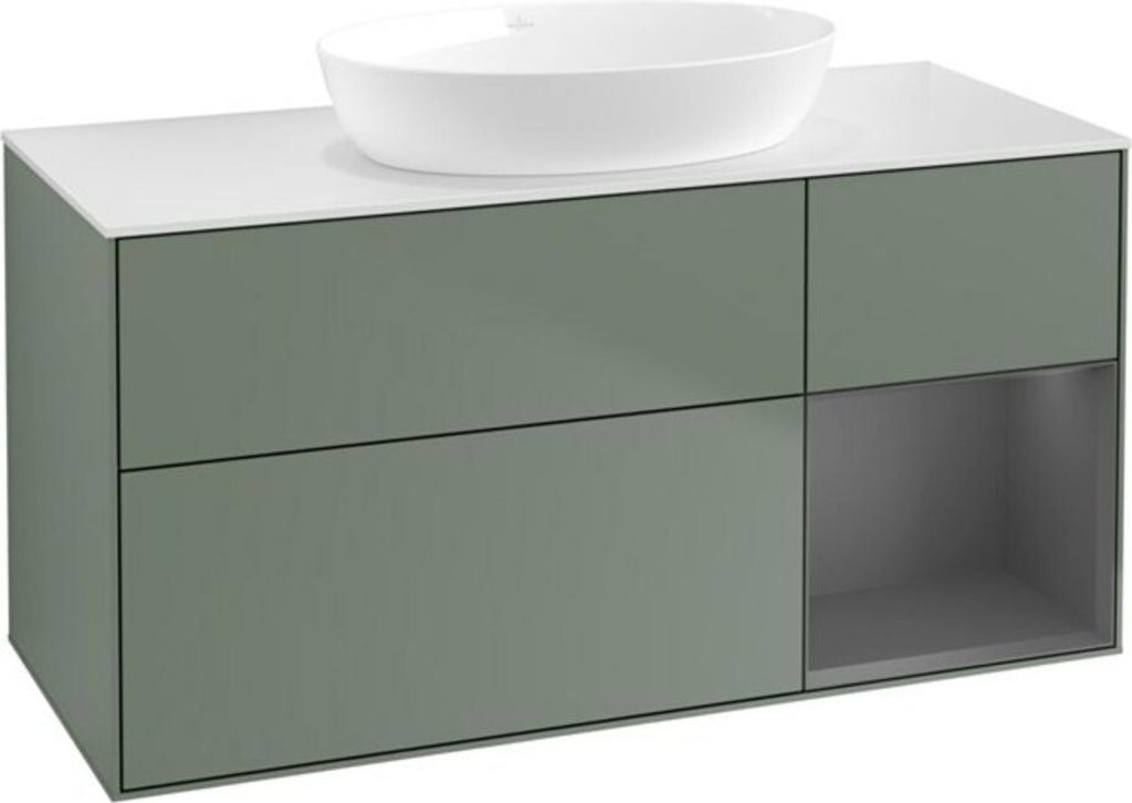 V&B Waschtischunterschrank Wandbeleuchtung Finion 120cm, Pl w m, Rg A m Lac, Oli. m Lac