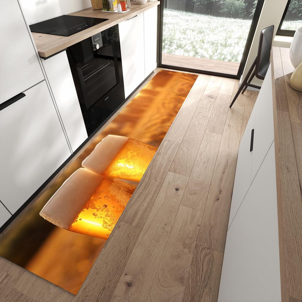 Küchenteppich 60x300cm rutschfest & abwischbar PVC Läufer - Sonnenuntergangsbecher