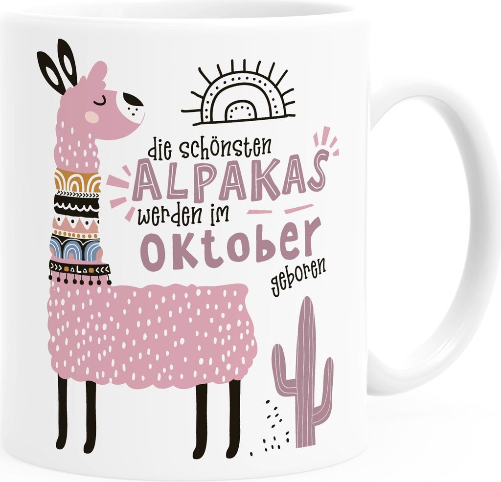 Kaffee-Tasse Die Schönsten Alpakas werden im Januar-Dezember geboren anpassbares Motiv Geburtsmonat individuelle Geburtags-Geschenke Lama SpecialM...