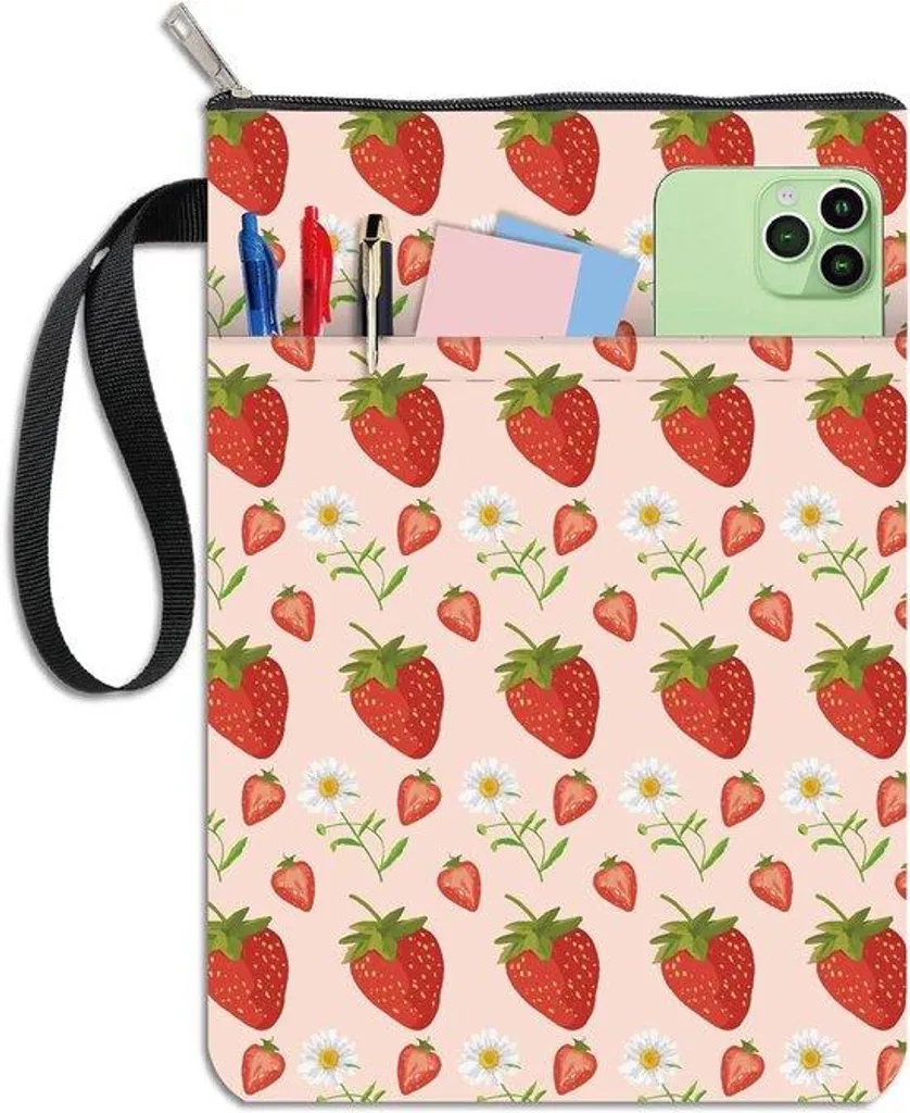 Housse de livre contre pages cornées, pochette rose zippée lavable poche