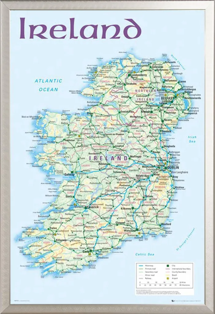 Kit Mappa Irlanda 2012 + Cornice Alluminio Shinsuke Argento e Acrilico