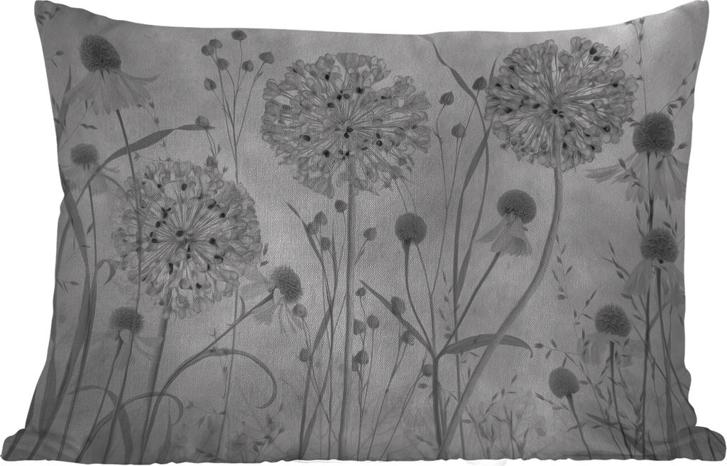 MuchoWow Outdoor Kissen - Natur - Stilleben - Schwarz und weiß - 50x30 cm - Wetterfest - Lounge Kissen - Sofa kissen - Wohnzimmer Dekoration