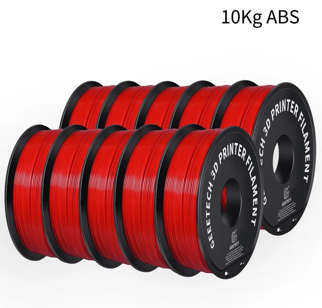 3D-Drucker-Filament (3D Filament) - ABS+ 1,75 mm - 10 kg Spule - Vakuumverpackt - Ohne bedenkliche Chemikalien - Rot