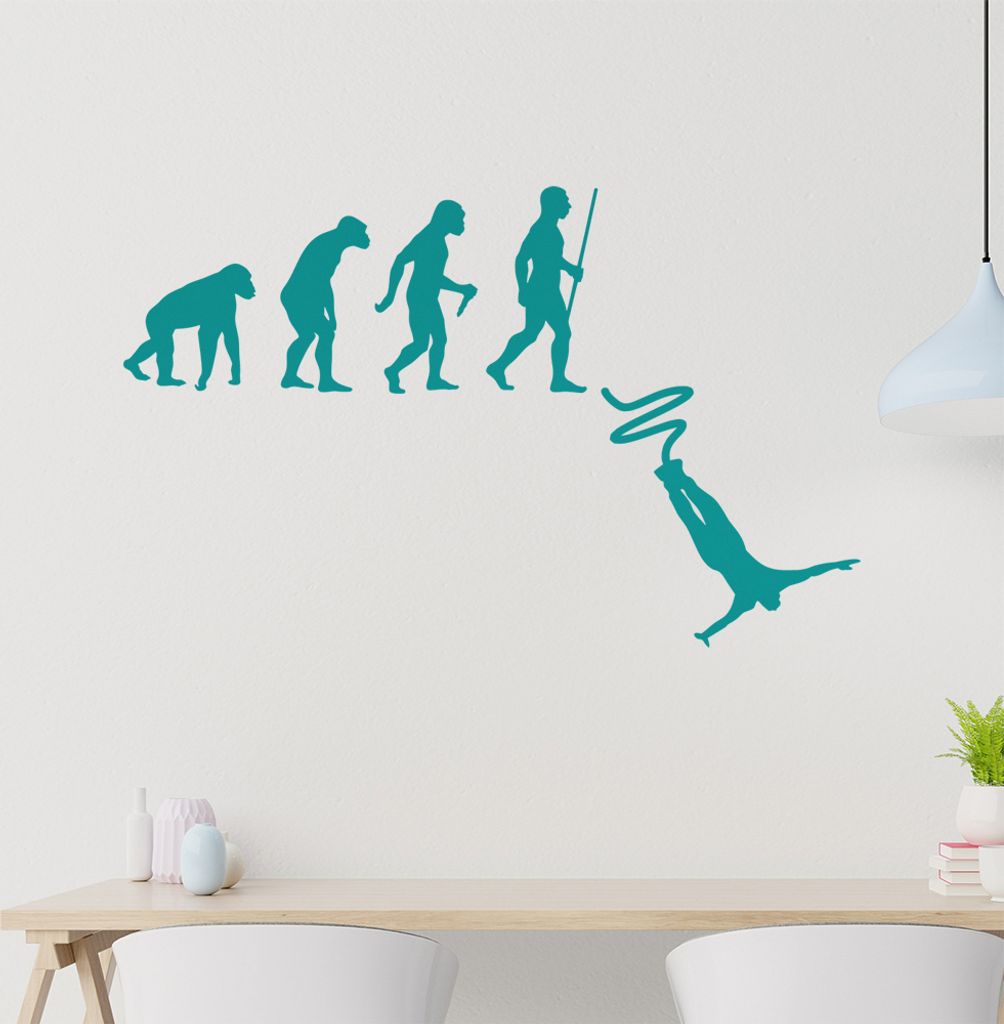 Bungeespringen Evolution Wandtattoo Wandaufkleber Wall Sticker - Dekoration, Küche, Wohnzimmer, Schlafzimmer, Badezimmer