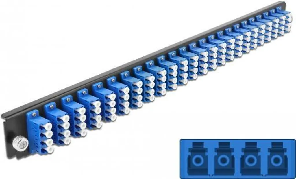Panneau de Montage 19" LC Duplex Monomode 24 Ports Bleu Haute Densité 1U