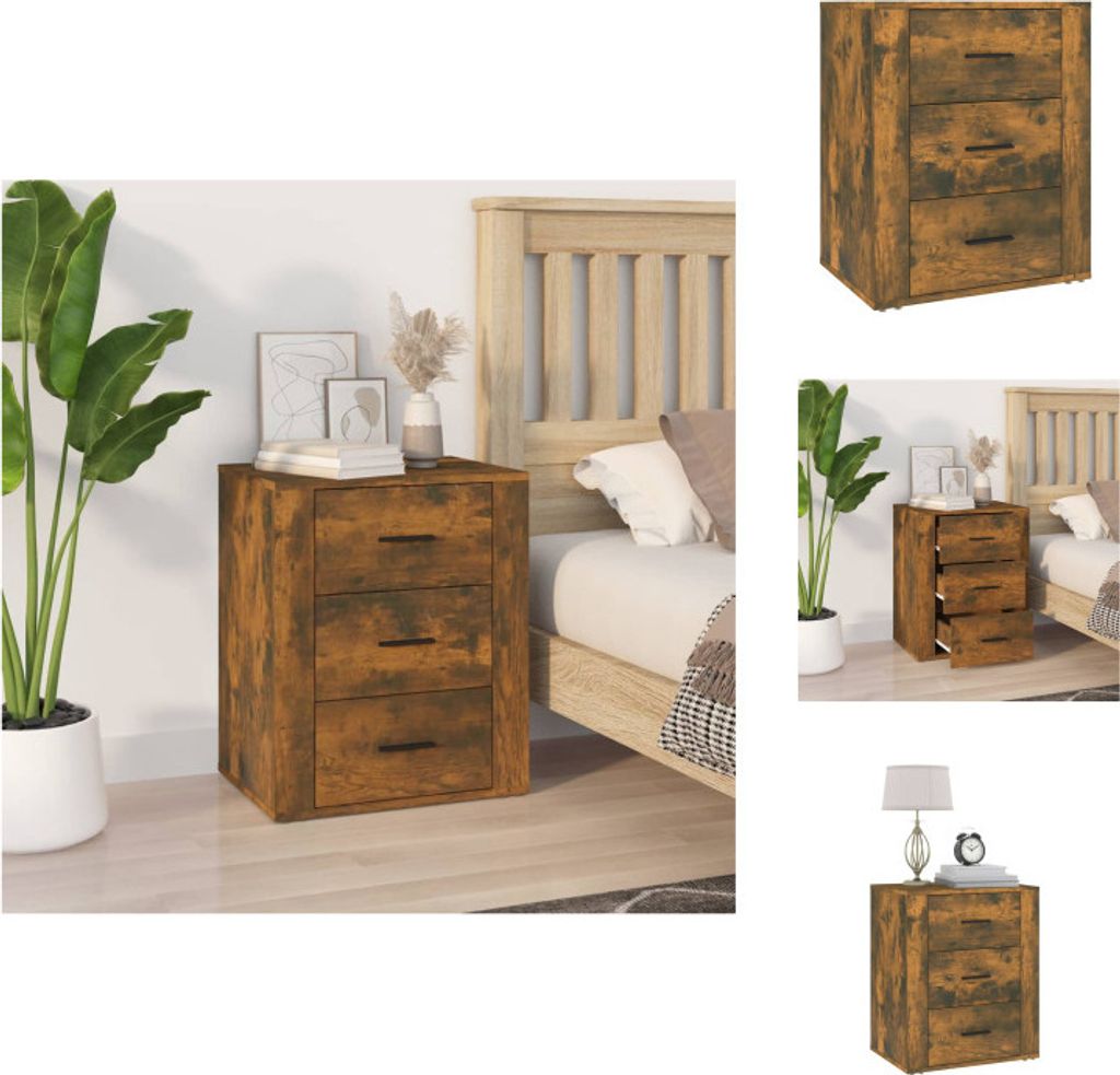 vidaXL Nachttisch Räuchereiche 50x36x60 cm Holzwerkstoff - Nachttische