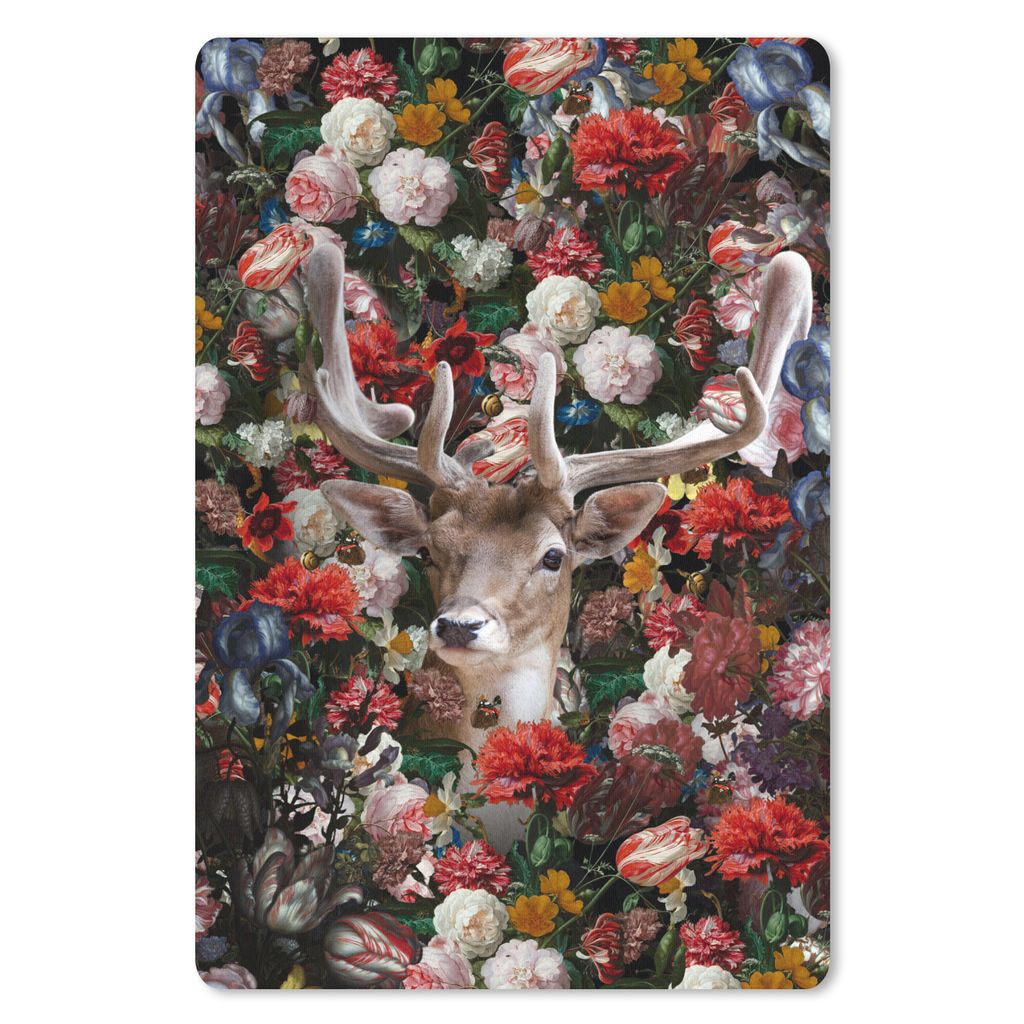 MuchoWow Mauspad Mousepad Hirsche - Blumen - Geweihe 40x60 cm - Mousepads - Maus Mat - Pad - Mausunterlage - Schreibtisch Accesoire