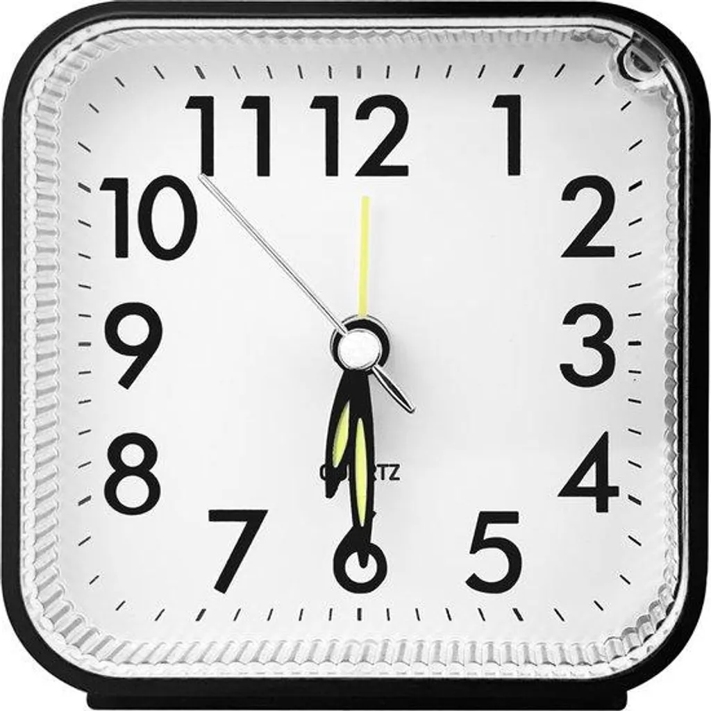 Horloge analogique avec fonction alarme - Réveil à quartz silencieux noir